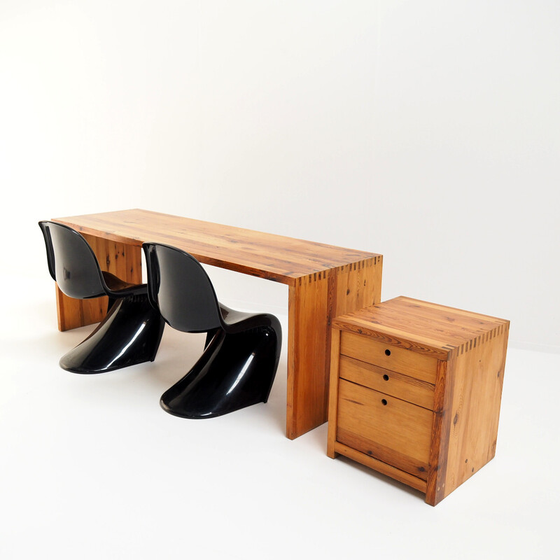 Vintage desk with drawer unit in solid pine by Ate van Apeldoorn for Houtwerk Hattem
