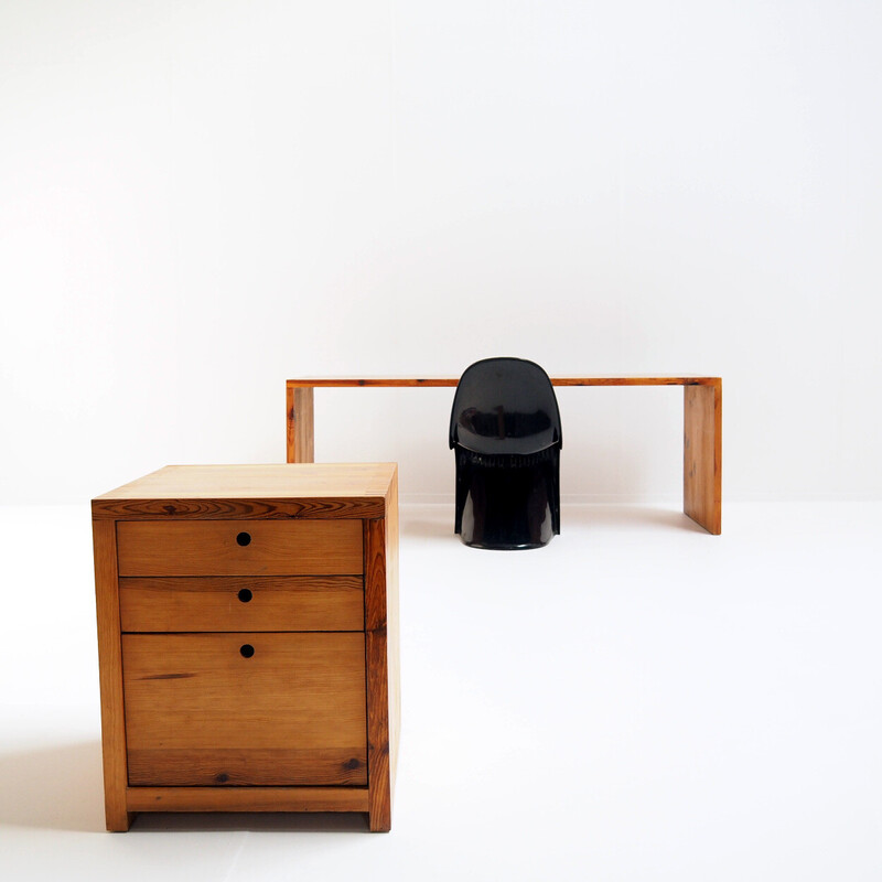 Vintage desk with drawer unit in solid pine by Ate van Apeldoorn for Houtwerk Hattem