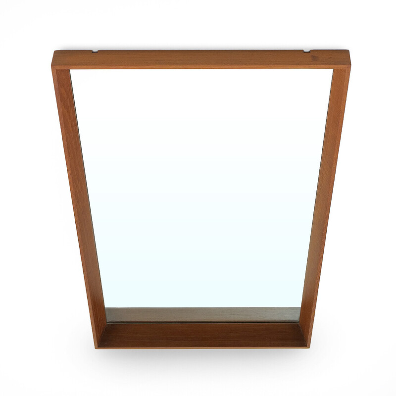 Vintage rectangular teak mirror, 1960s