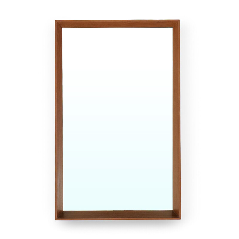 Vintage rectangular teak mirror, 1960s