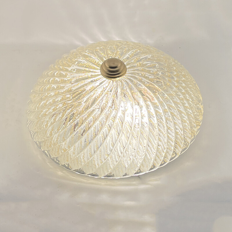 Vintage ice glass ceiling lamp, Germany 1970s
