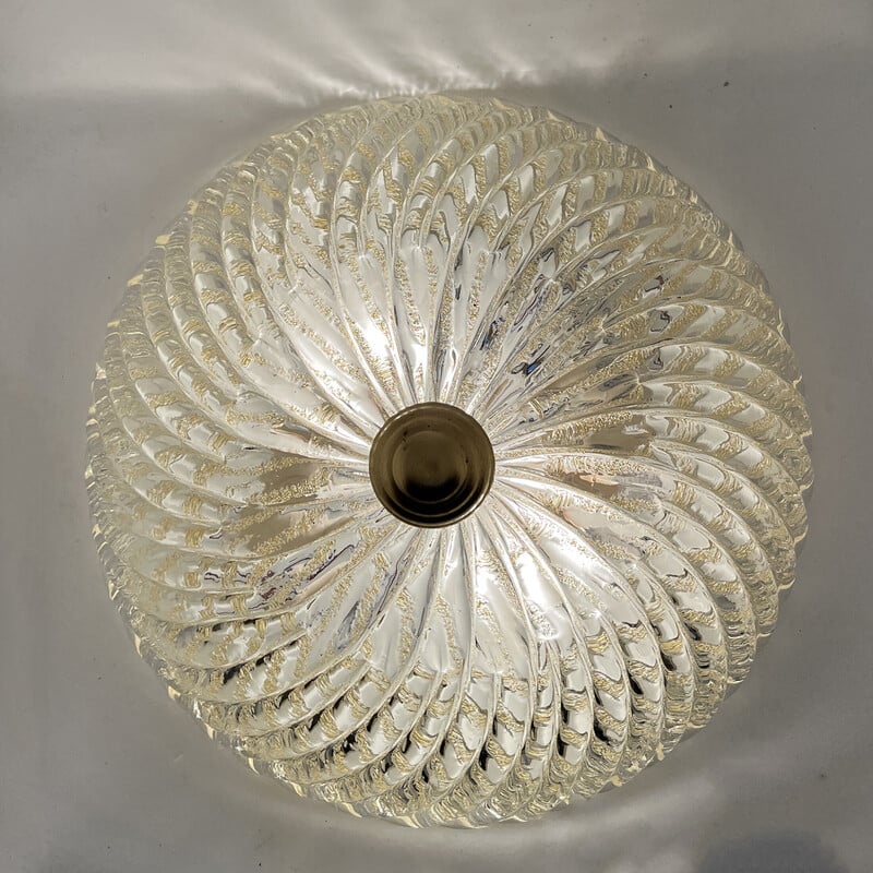 Vintage ice glass ceiling lamp, Germany 1970s