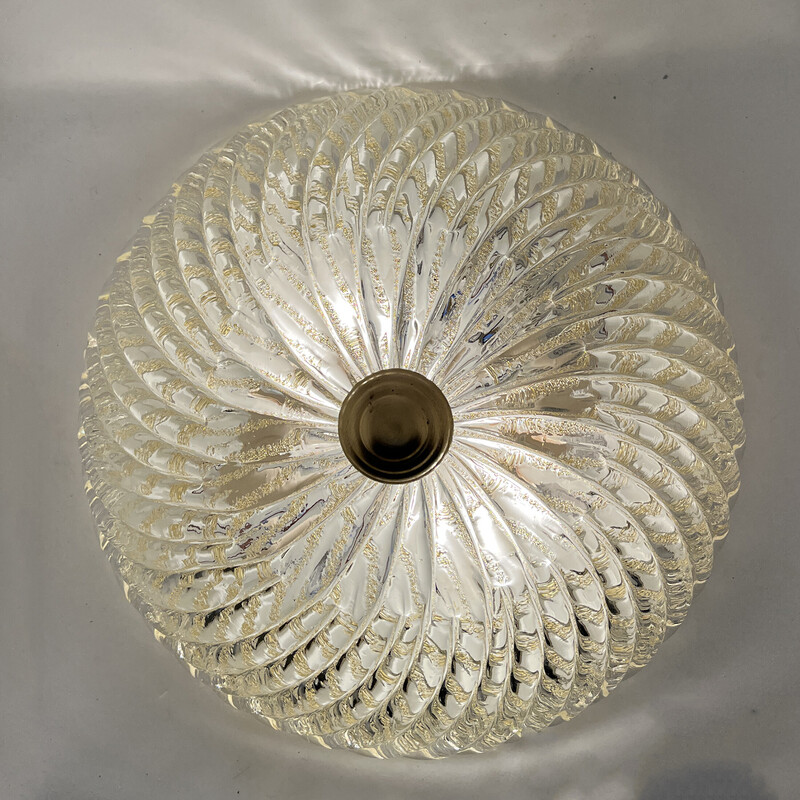 Vintage plafondlamp van ijsglas, Duitsland 1970