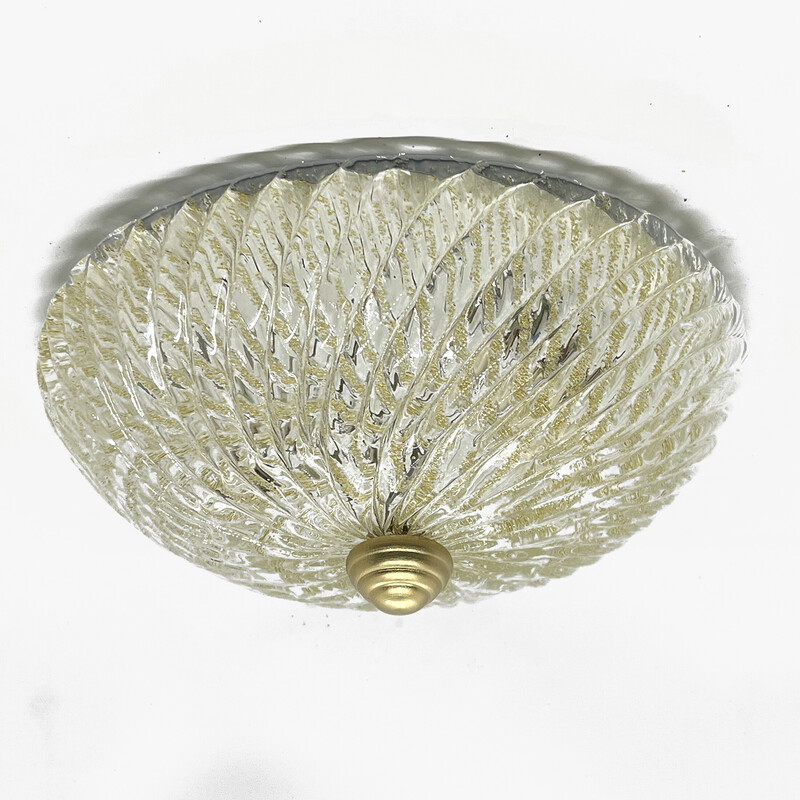 Vintage ice glass ceiling lamp, Germany 1970s