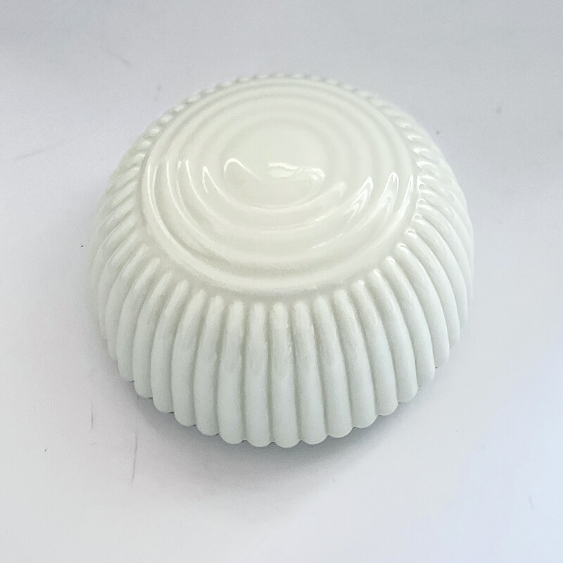 Vintage white glass ceiling lamp by Polam Wikasy, Poland 1970s