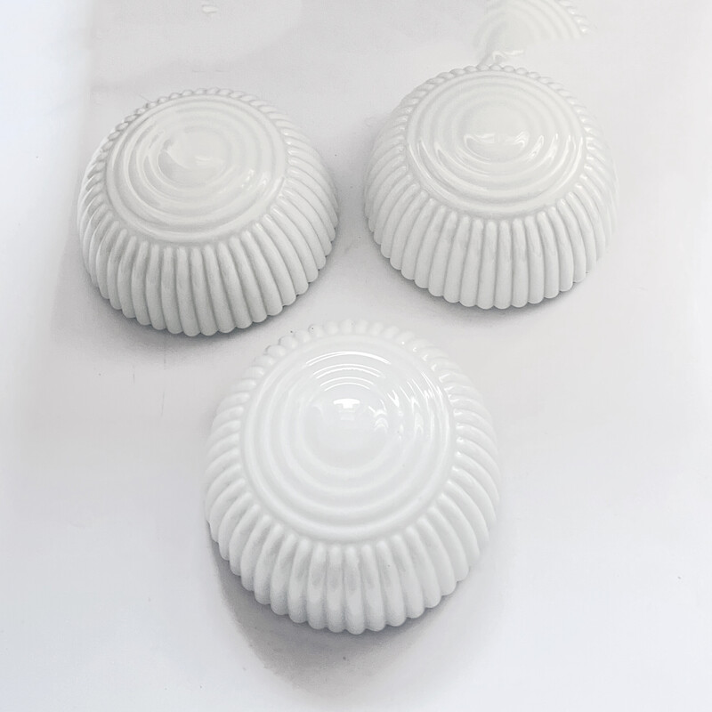 Vintage white glass ceiling lamp by Polam Wikasy, Poland 1970s