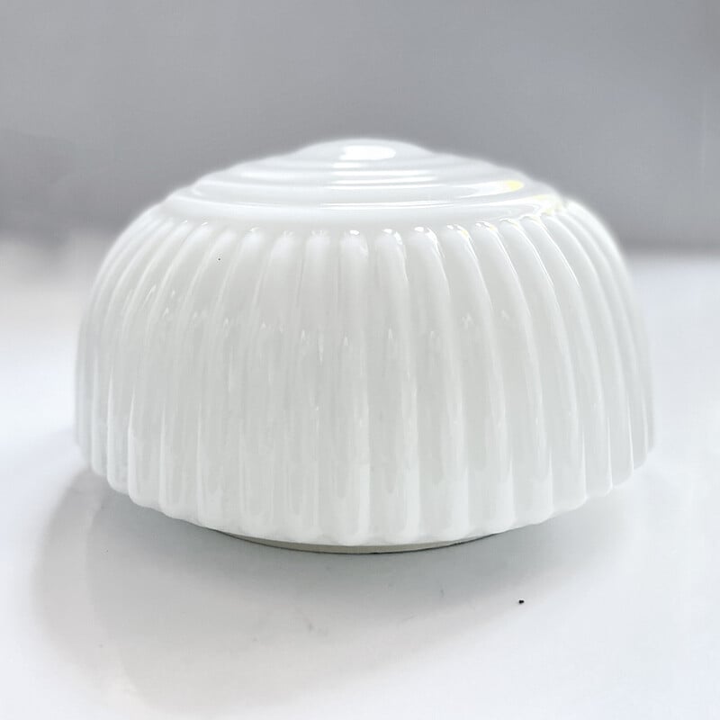 Vintage white glass ceiling lamp by Polam Wikasy, Poland 1970s