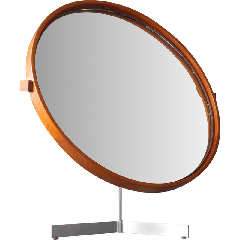 Vintage teak table mirror by Uno and Östen Kristiansson for Vittsjö, Sweden 1960s