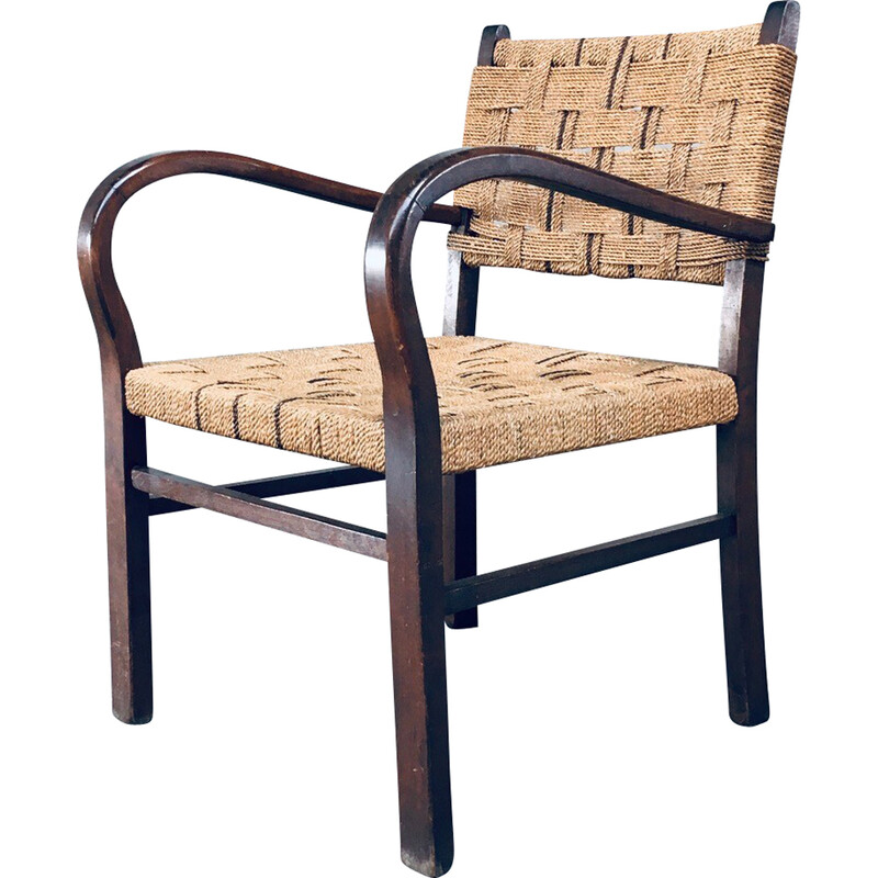 Vintage rope armchair by Axel Larsson for Bodafors, Sweden 1930s
