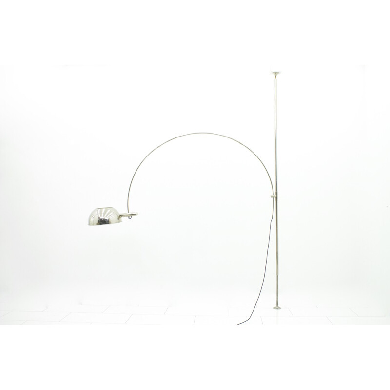 Lampadaire arc réglable en nickel, Florian Schulz - 1970