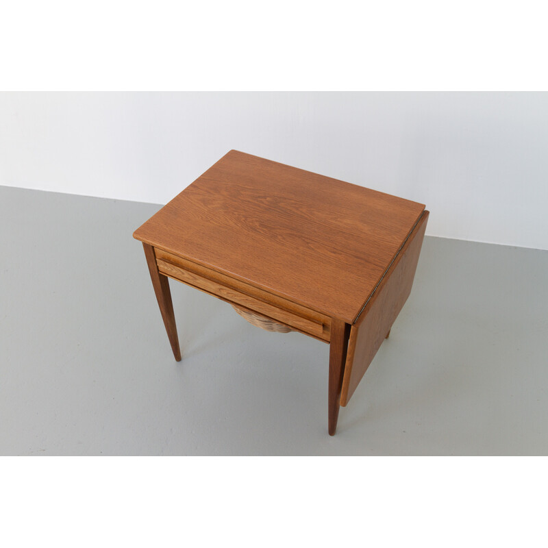 Vintage Danish oakwood sewing table by Johannes Andersen for Cfc Silkeborg, 1960s