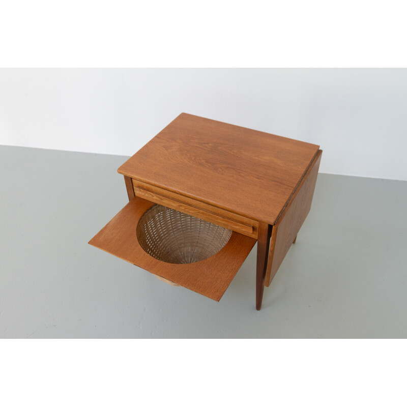 Vintage Danish oakwood sewing table by Johannes Andersen for Cfc Silkeborg, 1960s