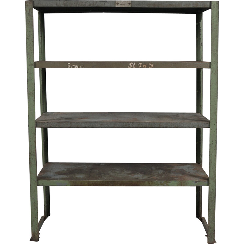 Industrial art deco vintage metal shelf, 1950s
