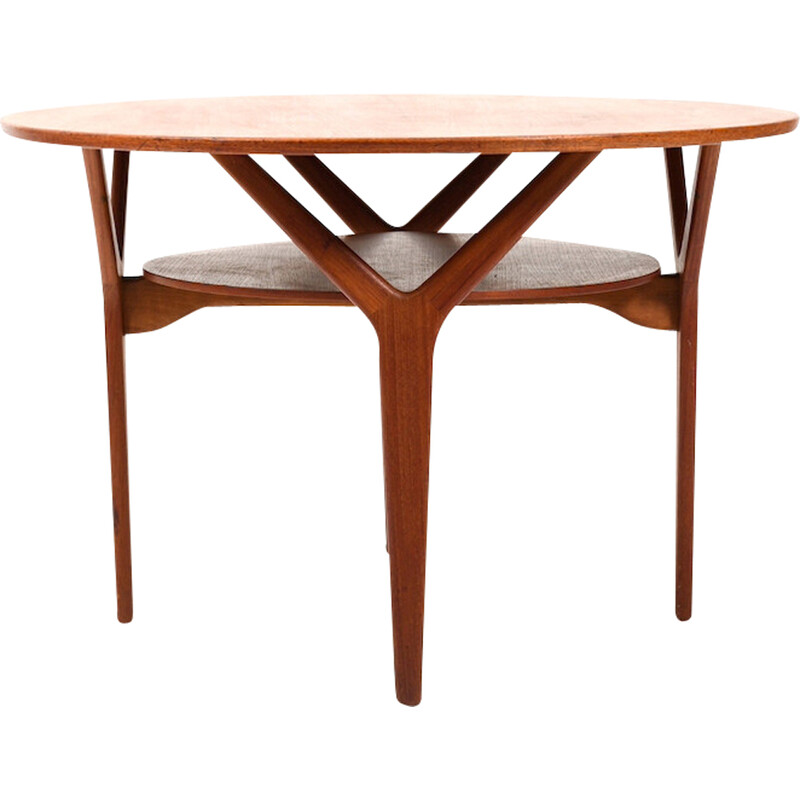 Vintage round teak coffee table by Arne Vodder, 1960s