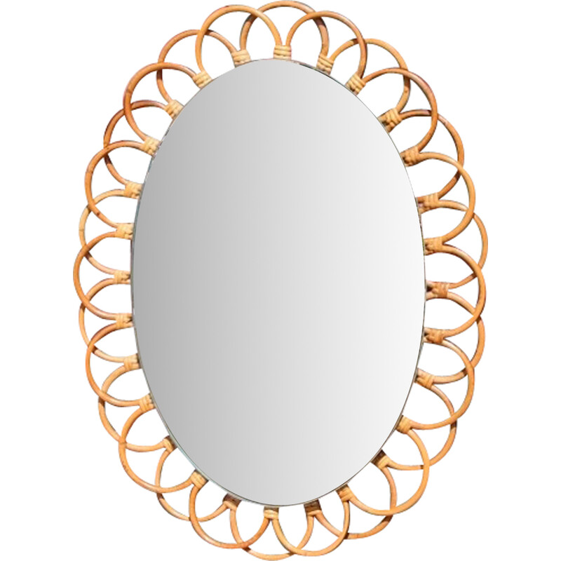 Vintage rattan mirror, 1960-1970