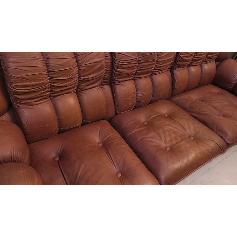 Mid-century Italian leather sofa, 1970s