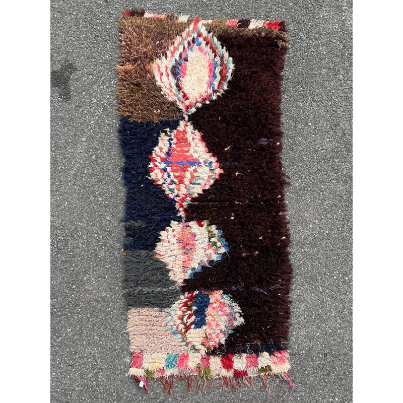 Vintage Berber Boucherouite rug