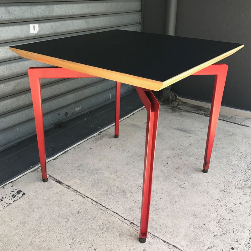 Side table red metallized legs - 1980s