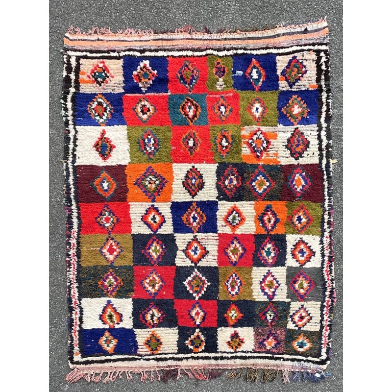 Vintage Berber Boucherouite rug