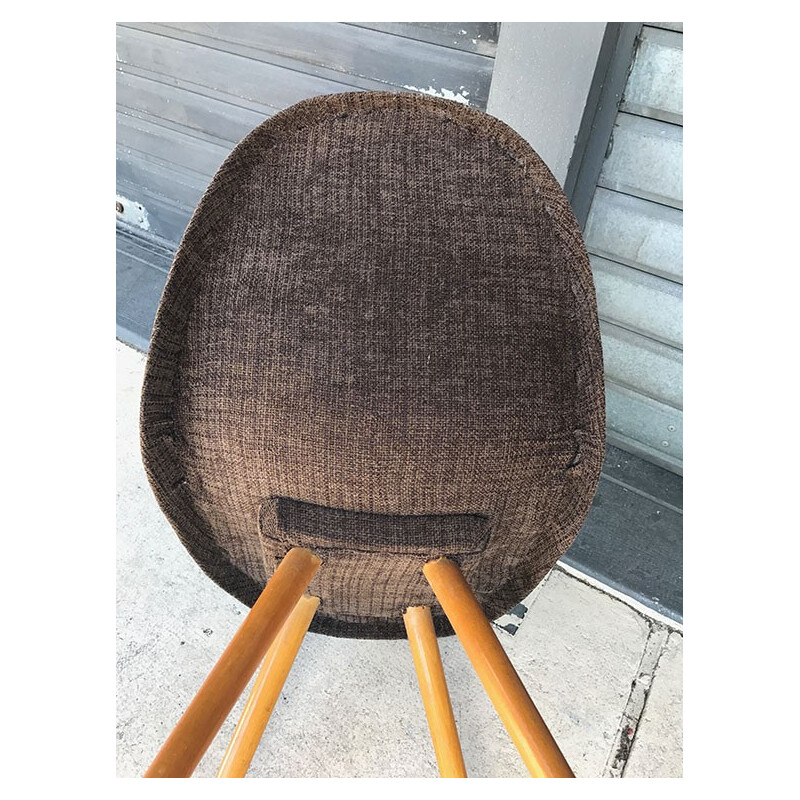 Pair of mid-century brown chocolate chairs with compass legs - 1950s