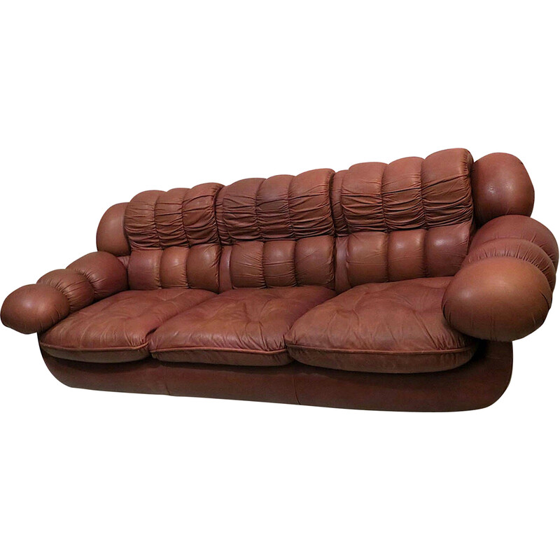 Mid-century Italian leather sofa, 1970s