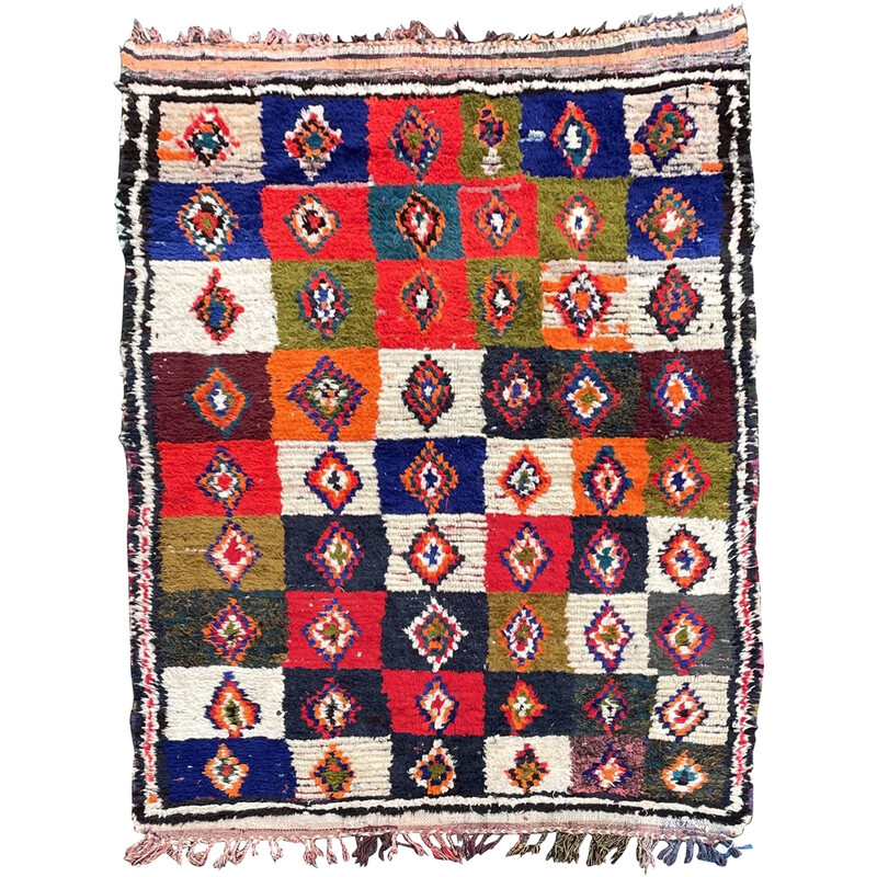 Vintage Berber Boucherouite rug