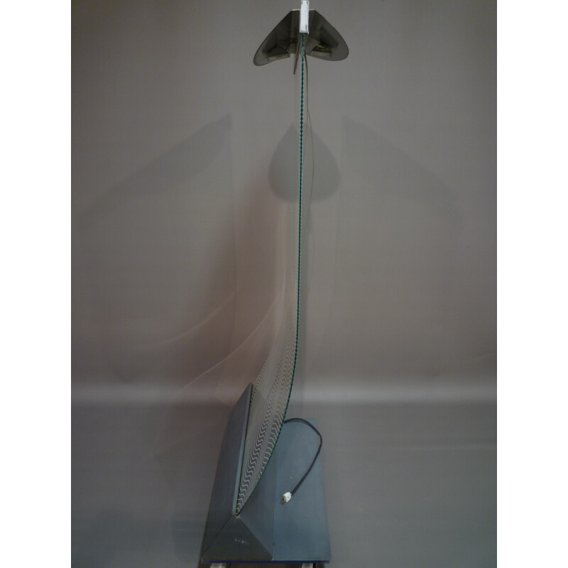 Vintage floor lamp with a glass panel - 1970s