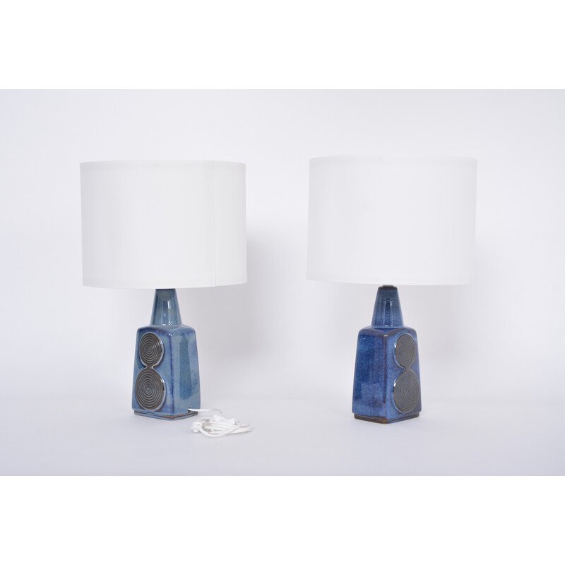 Pair of mid century blue table lamps model 1097 by Einar Johansen for Soholm