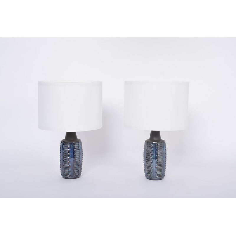 Coppia di lampade da tavolo blu della metà del secolo modello 1034 di Einar Johansen per Soholm