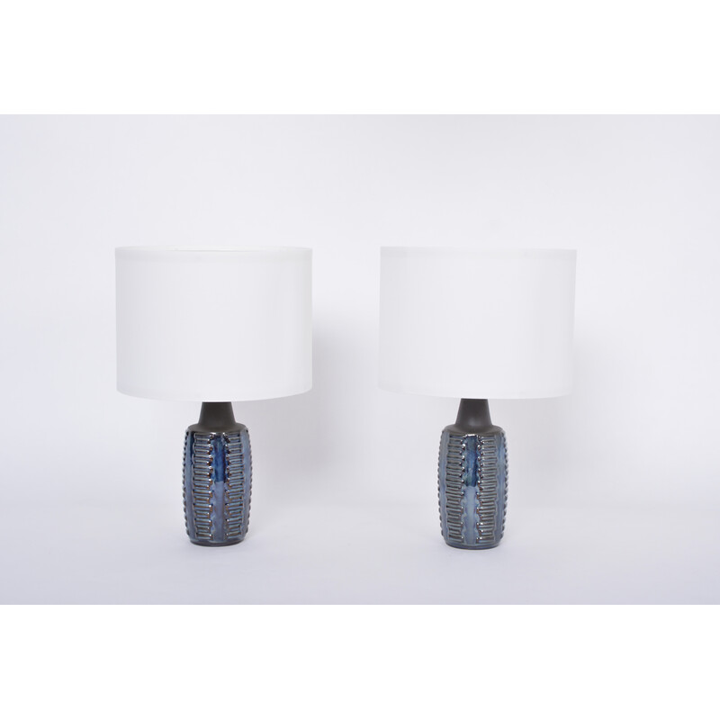 Pair of mid century blue table lamps model 1034 by Einar Johansen for Soholm