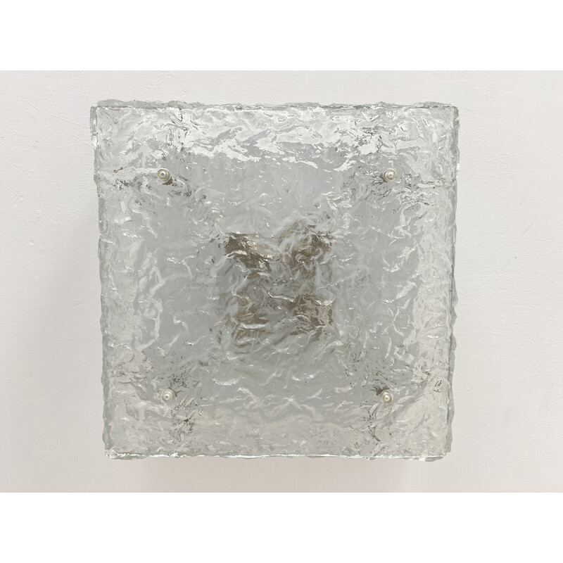 Plafonnier vintage en verre glacé de Murano par Jt Kalmar, Autriche 1970