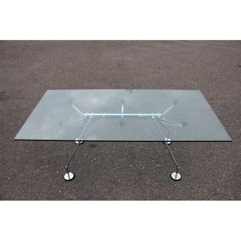 Vintage glass table model Nomos by Norman Foster for Tecno, Italy 1970s