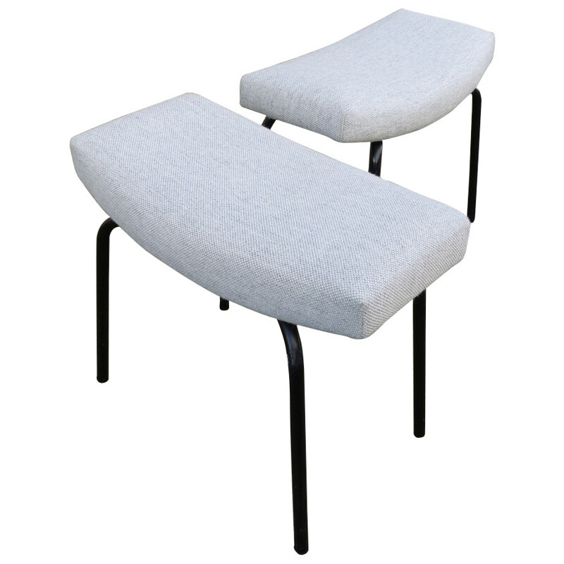 Pair of upholstered stools, Pierre GUARICHE - 1950s