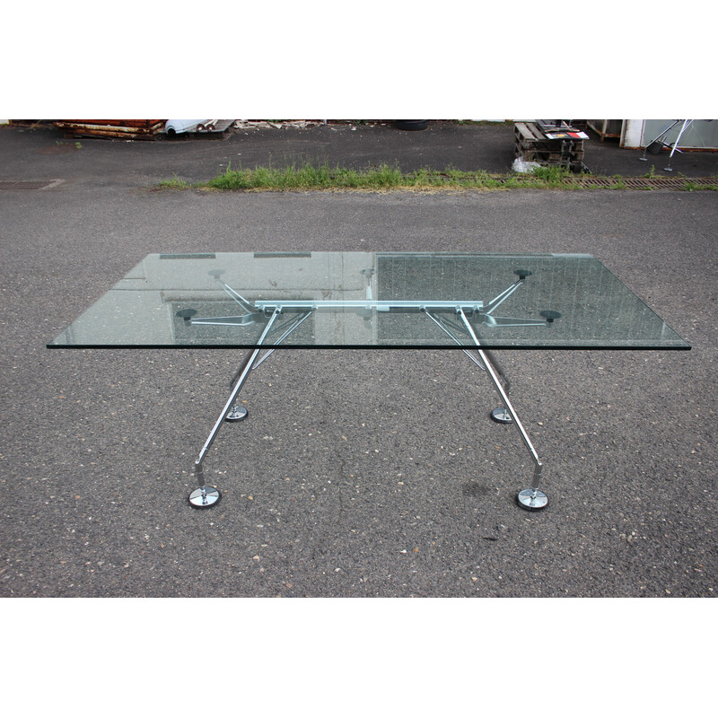 Vintage glass table model Nomos by Norman Foster for Tecno, Italy 1970s