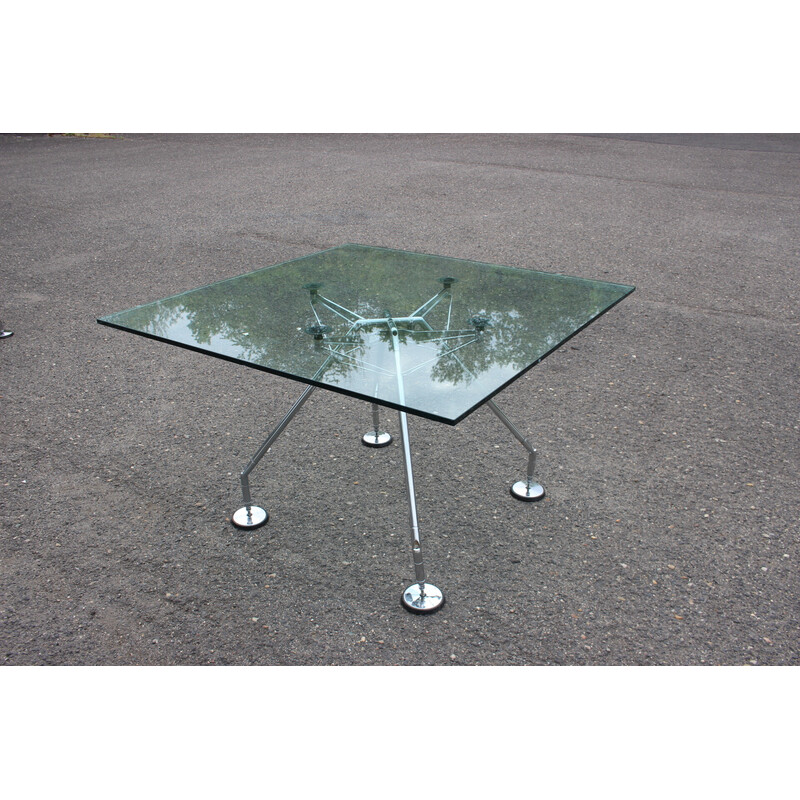 Vintage glass table model Nomos by Norman Foster for Tecno, Italy 1970s