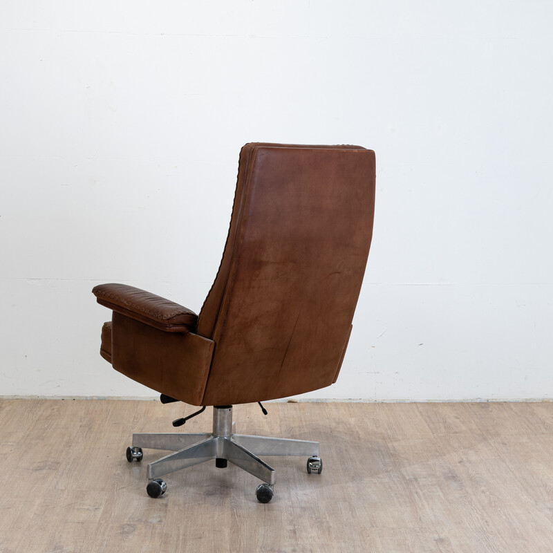 Ds 35 vintage leather swivel executive office chair by De Sede, Switzerland 1970