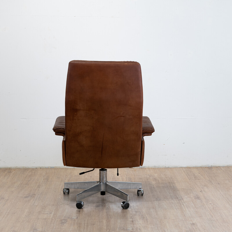 Ds 35 vintage leather swivel executive office chair by De Sede, Switzerland 1970