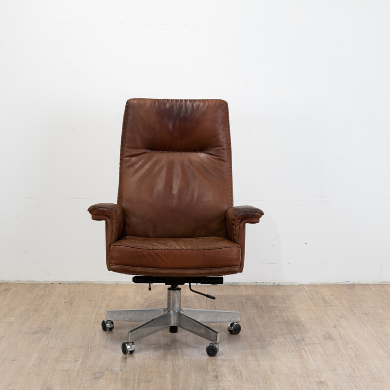 Ds 35 vintage leather swivel executive office chair by De Sede, Switzerland 1970