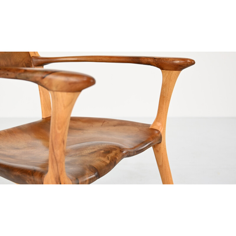 Sculptural vintage wooden rocking chair