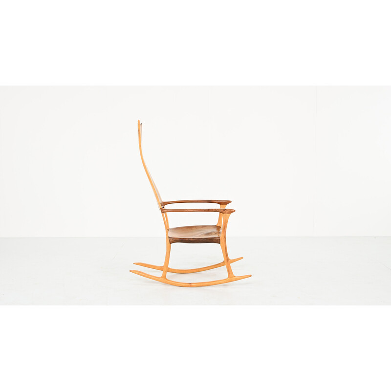 Sculptural vintage wooden rocking chair