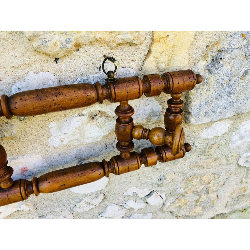 Vintage wall coat rack with swivel coat hooks, 1920s