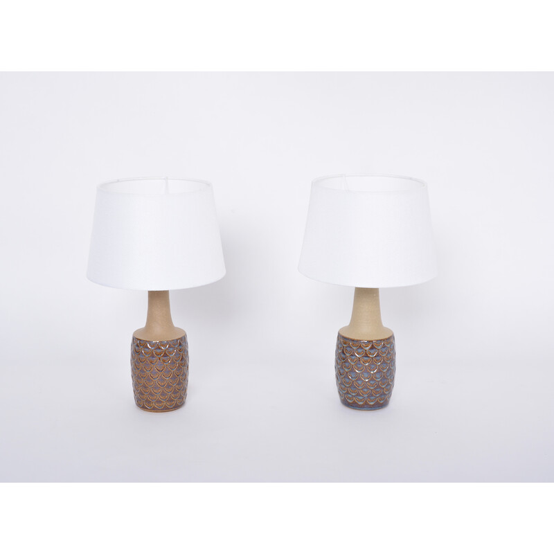 Pair of mid-century handmade stoneware table lamps model 3001 by Einar Johansen for Soholm