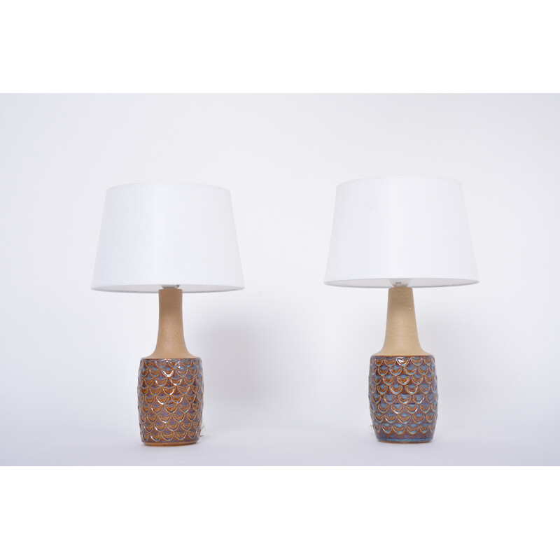 Pair of mid-century handmade stoneware table lamps model 3001 by Einar Johansen for Soholm