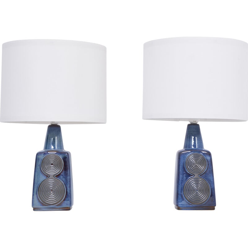 Paire de lampes de table bleues vintage modèle 1097 par Einar Johansen pour Soholm