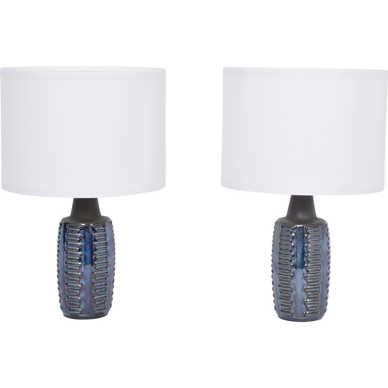 Paire de lampes de table vintage bleues modèle 1034 par Einar Johansen pour Soholm