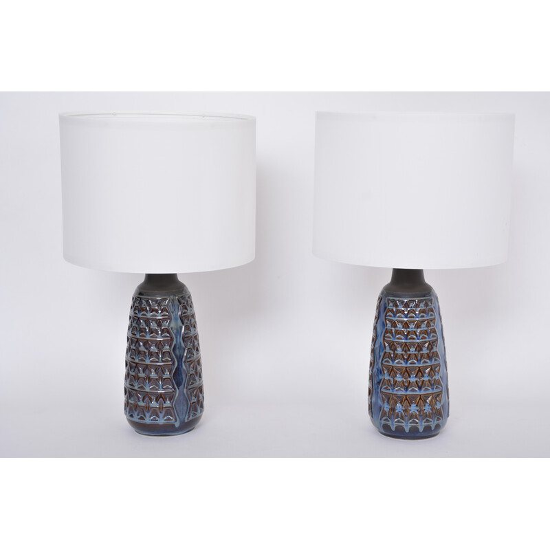 Coppia di lampade da tavolo vintage blu modello 3340 di Einar Johansen per Soholm