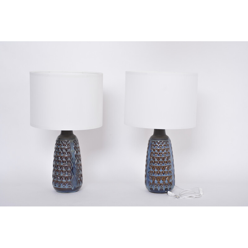 Paar vintage blauwe tafellampen model 3340 van Einar Johansen voor Soholm