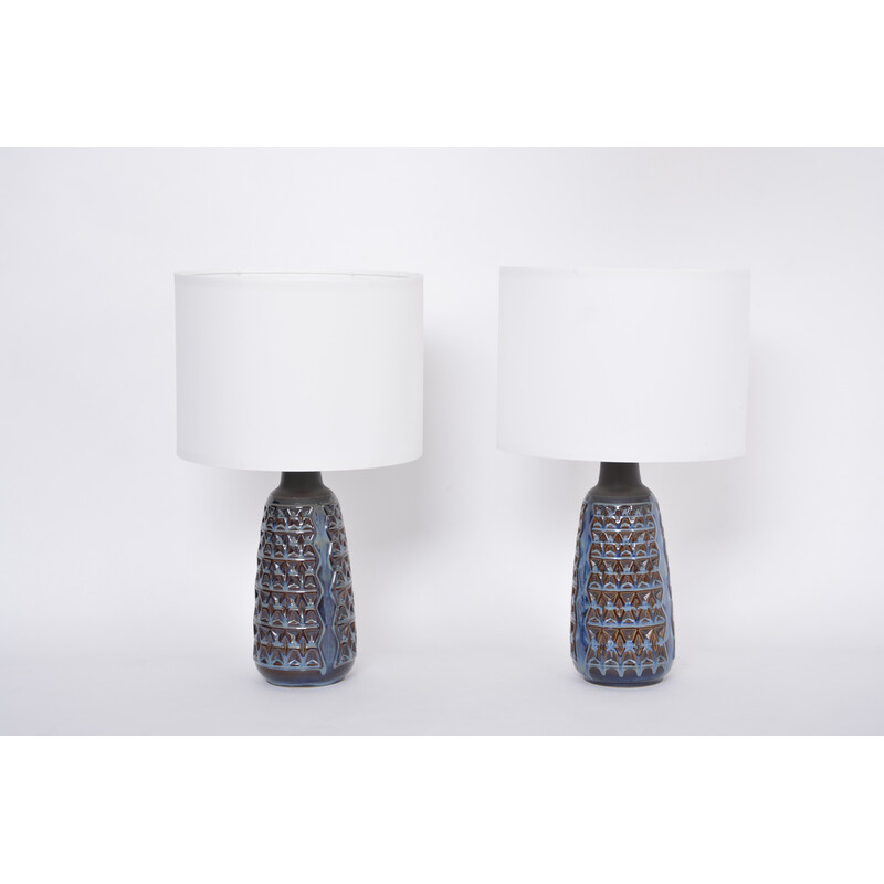 Ein Paar blaue Tischlampen Modell 3340 von Einar Johansen für Soholm
