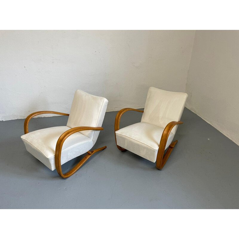 Pair of vintage armchairs H269 by Jindrich Halabala for Interier Praha, Czechoslovakia 1950