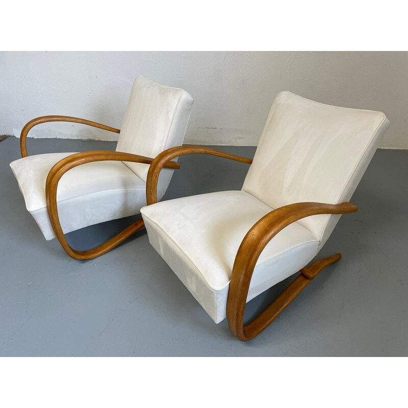 Paire de fauteuils vintage H269 par Jindrich Halabala pour Interier Praha, Tchécoslovaquie 1950